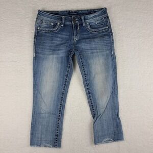 Vigoss Jeans Womens‎ 9 x 23 Blue The Chelsea Capri Fray Light Wash Denim